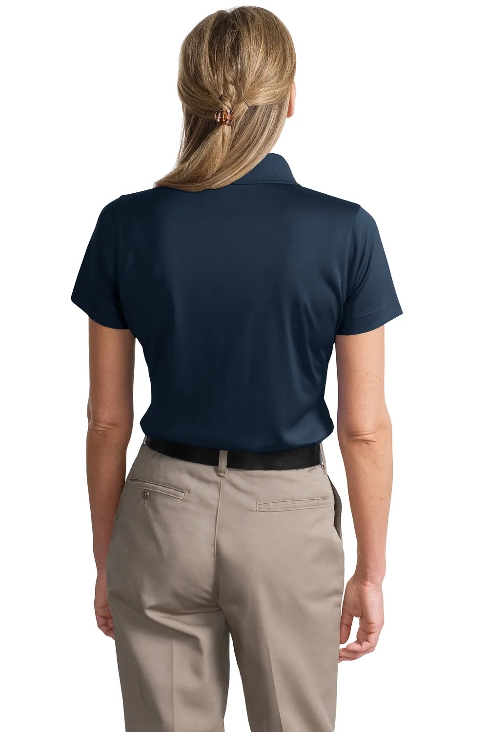 CornerStone Womens Select Moisture Wicking Short Sleeve Polo Shirt - Dark Navy Blue