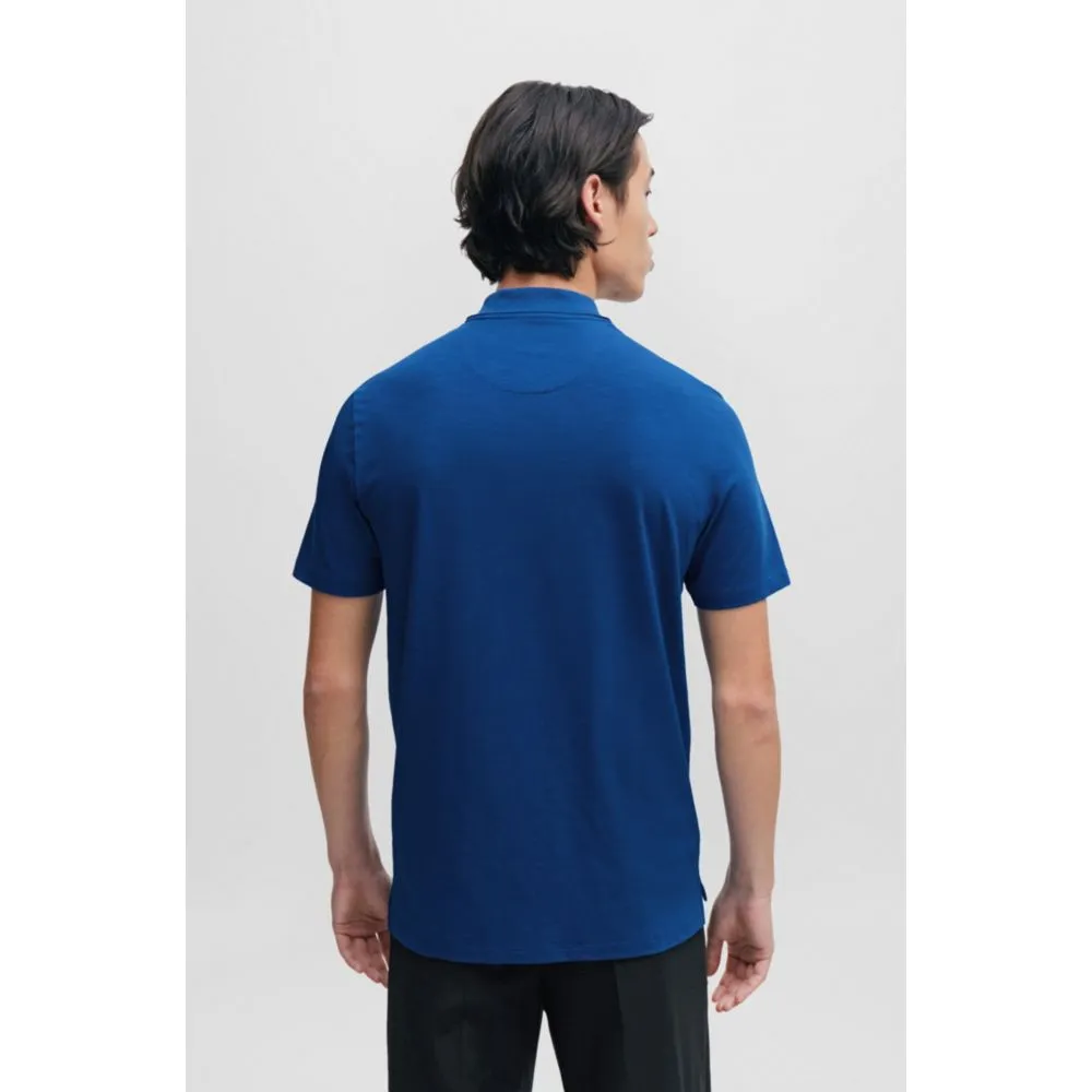 Cotton-blend polo shirt with zip placket