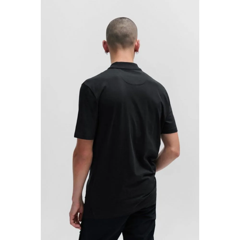 Cotton-blend polo shirt with zip placket