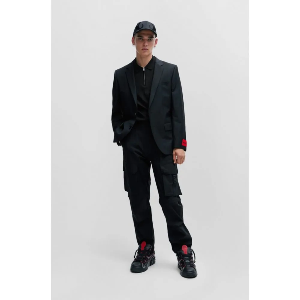 Cotton-blend polo shirt with zip placket