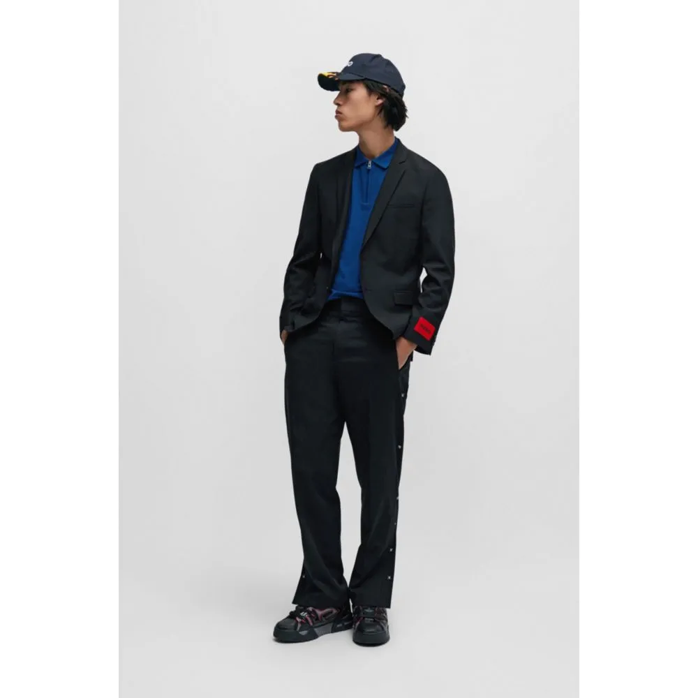 Cotton-blend polo shirt with zip placket