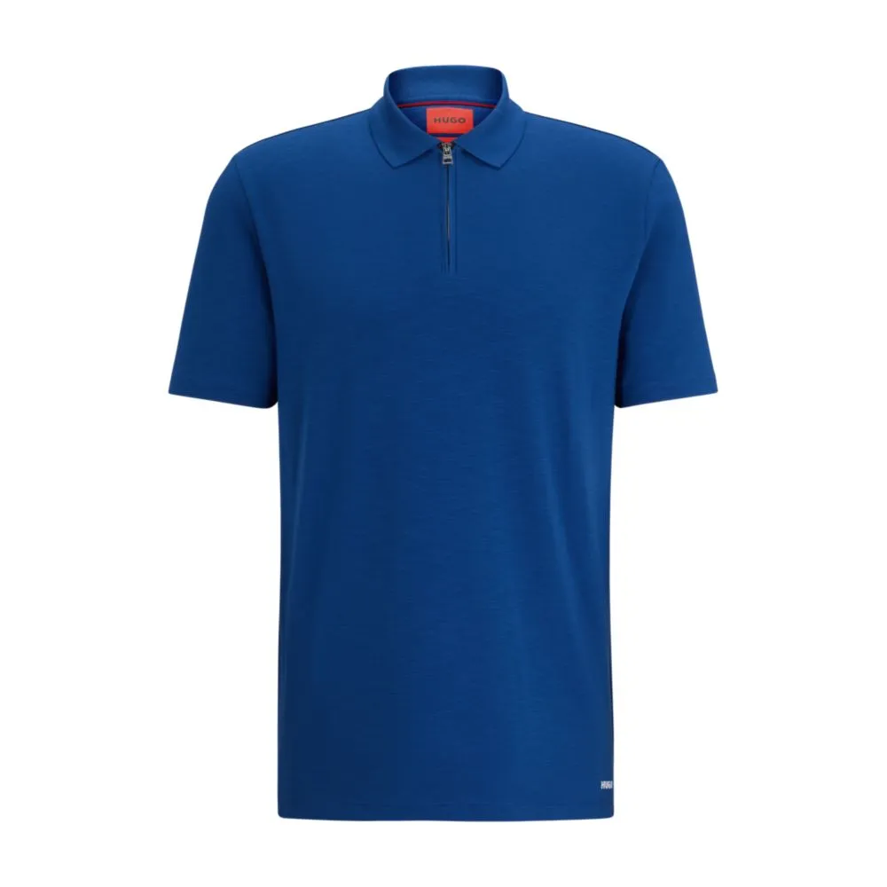 Cotton-blend polo shirt with zip placket