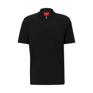 Cotton-blend polo shirt with zip placket
