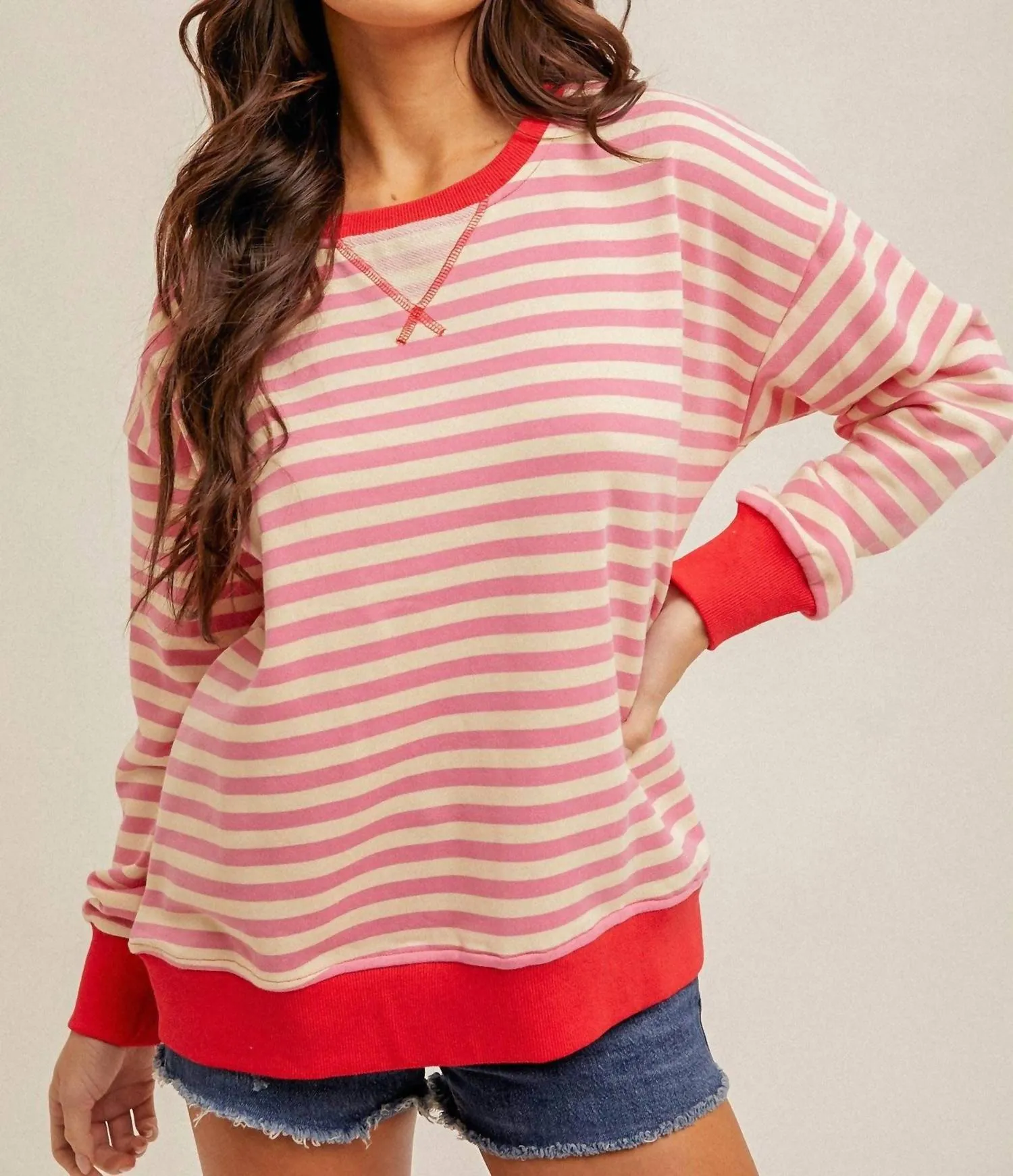 Cotton Candy Weekender Sweater In Pink Multi