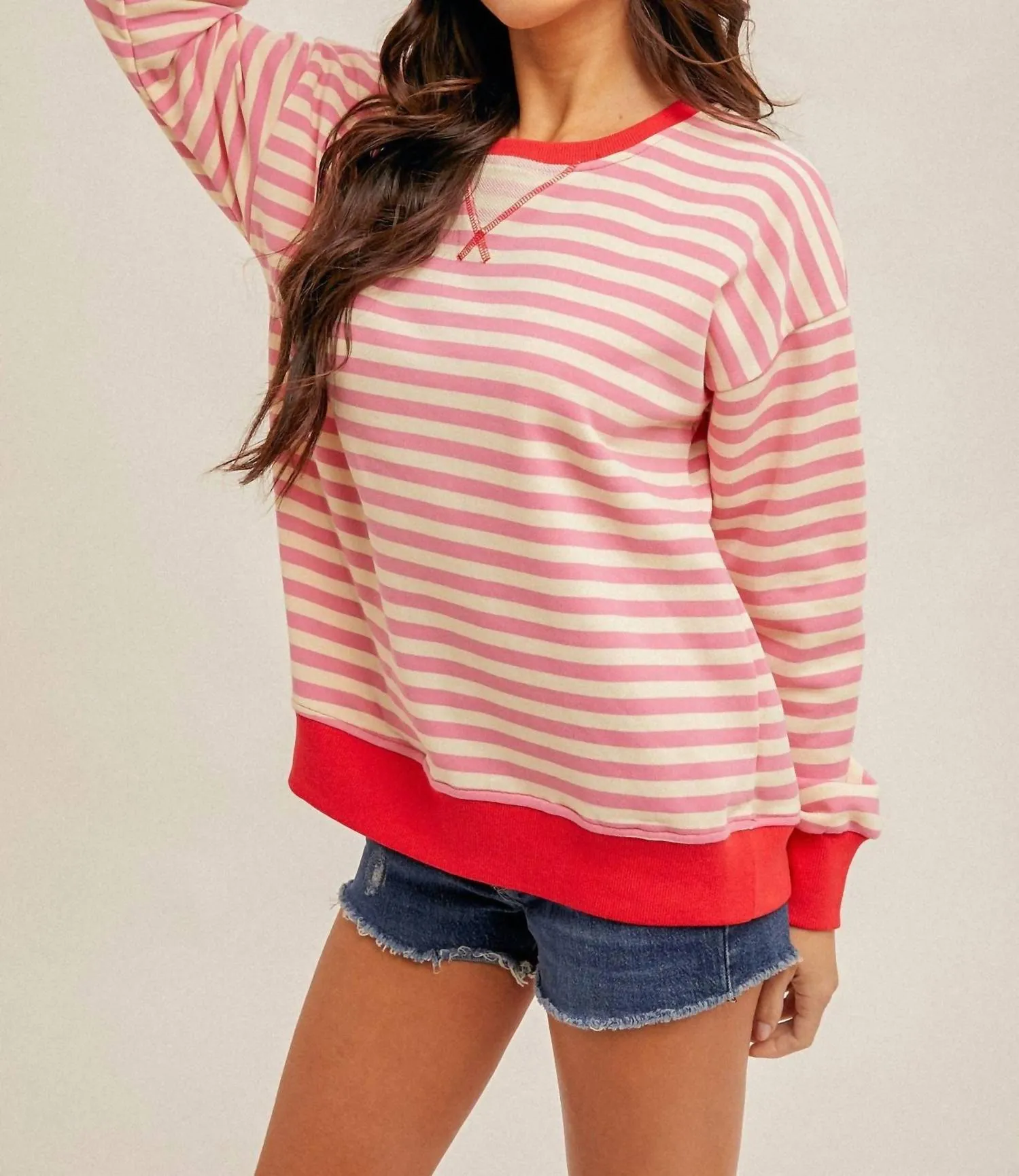 Cotton Candy Weekender Sweater In Pink Multi
