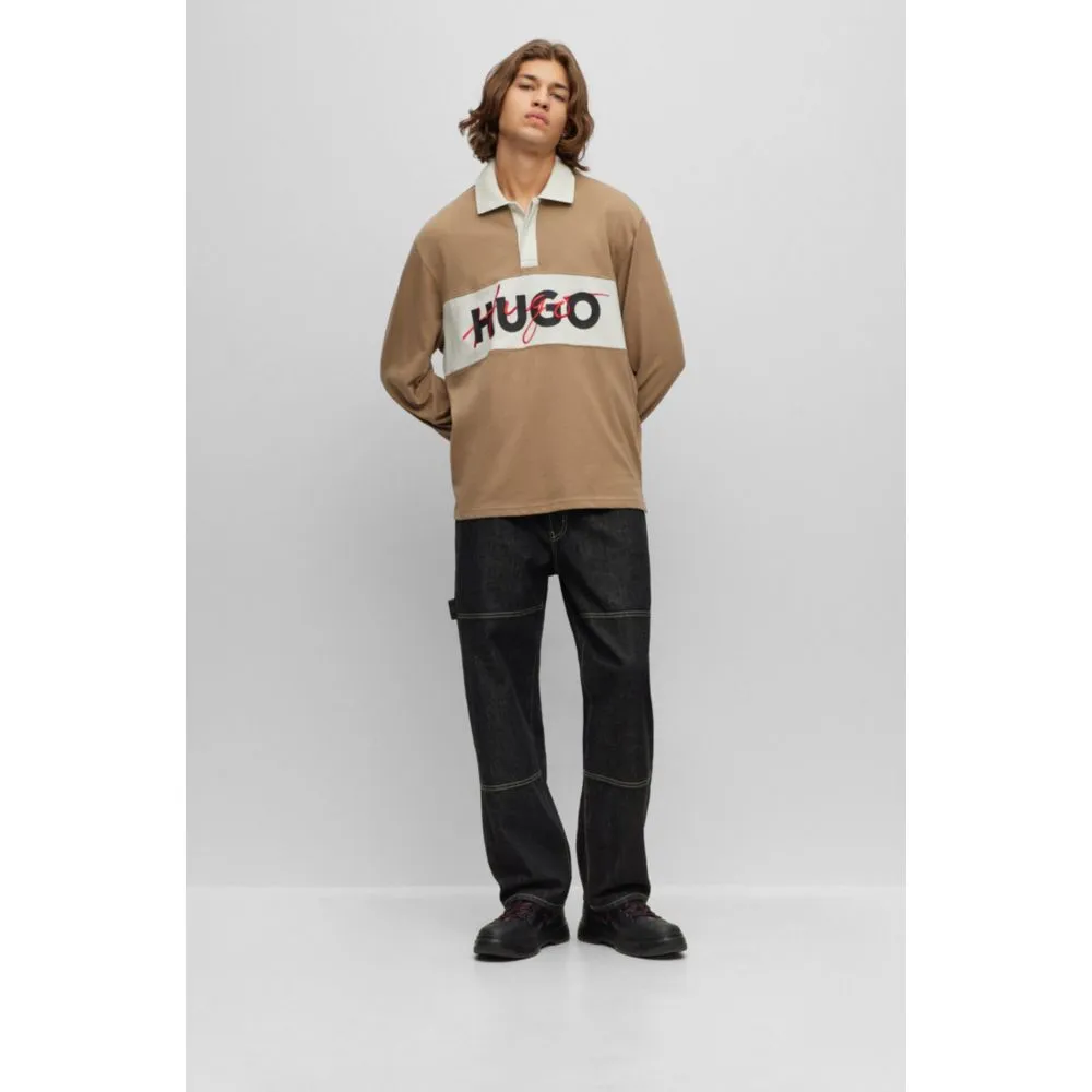 Cotton-jersey polo shirt with double logo