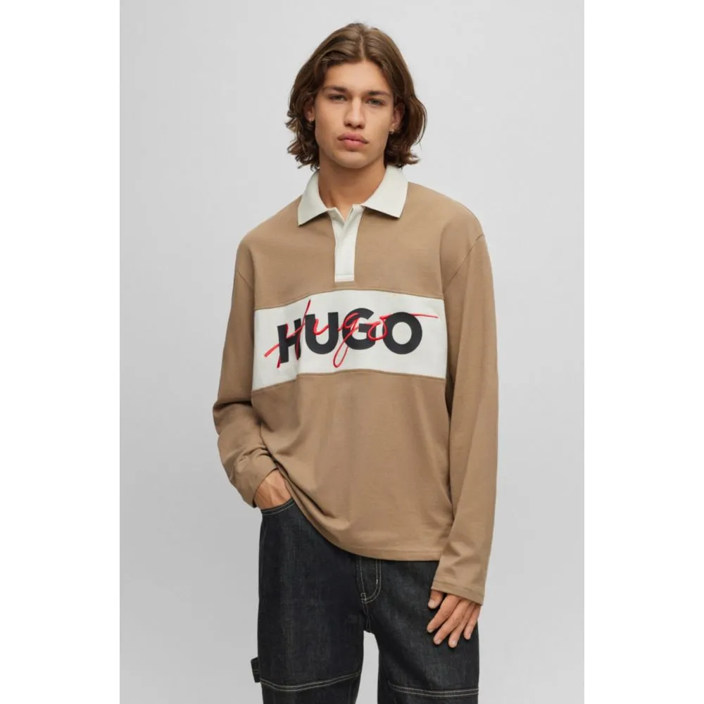 Cotton-jersey polo shirt with double logo