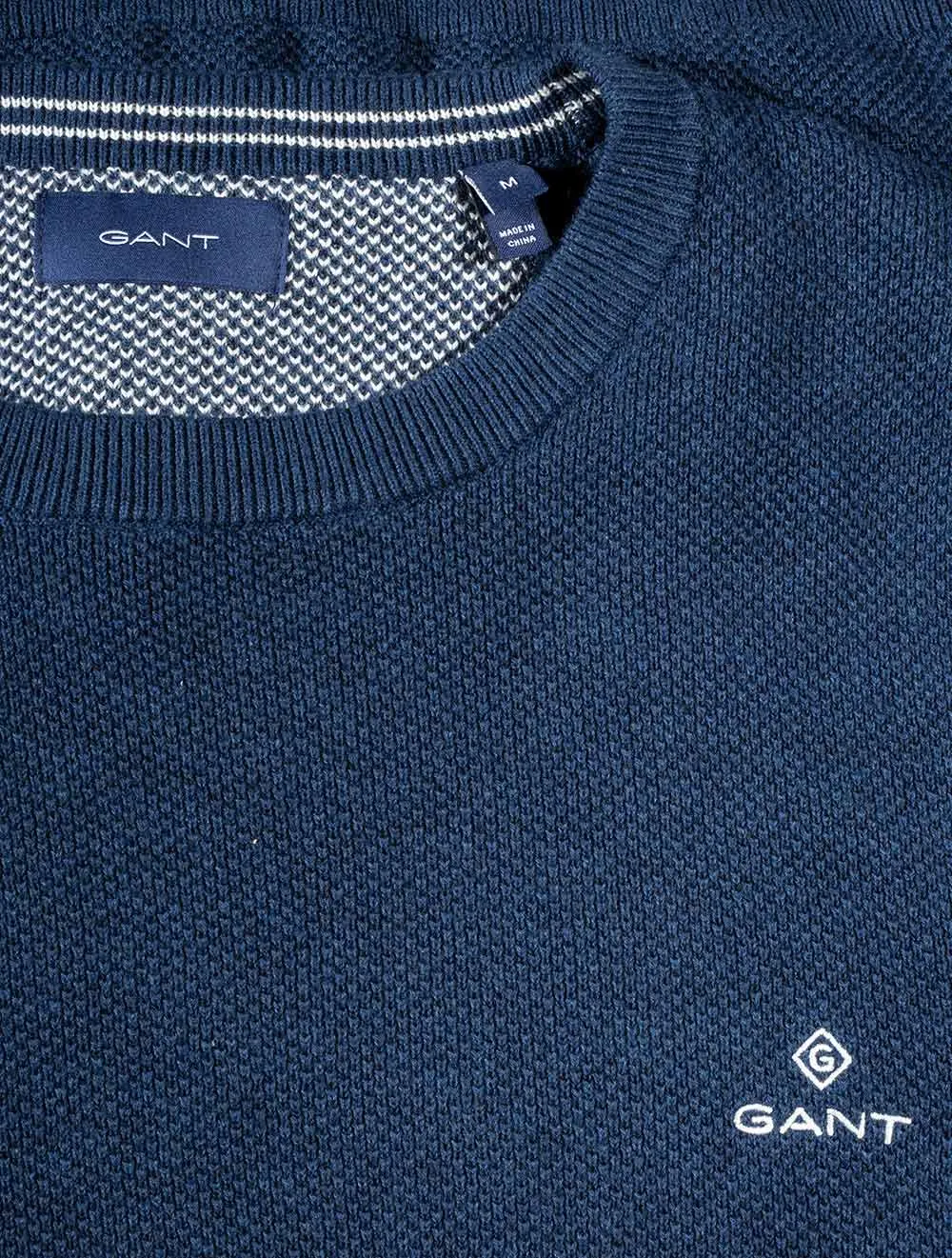 Cotton Piqu�� Crewneck Sweater Marine Melange