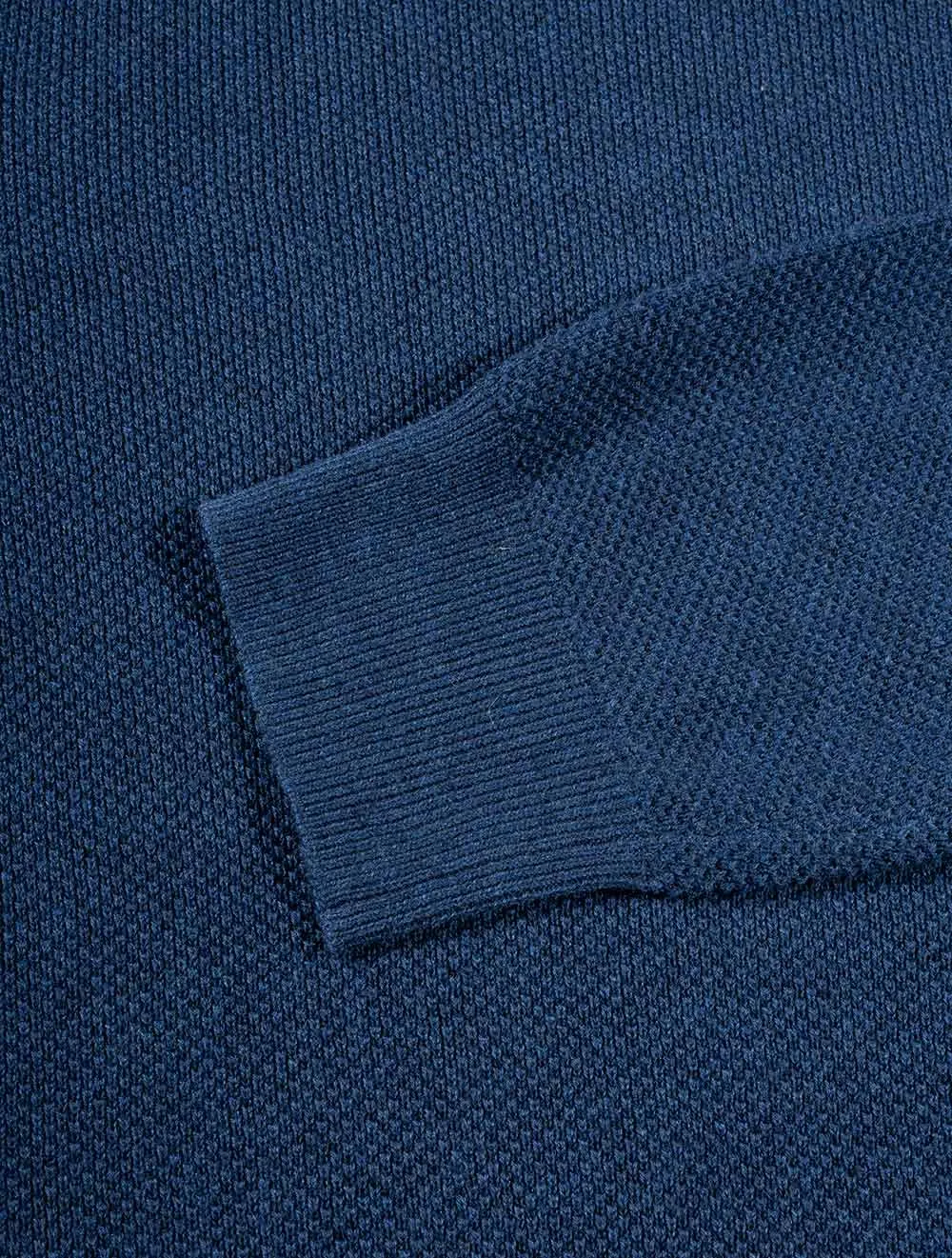 Cotton Piqu�� Crewneck Sweater Marine Melange