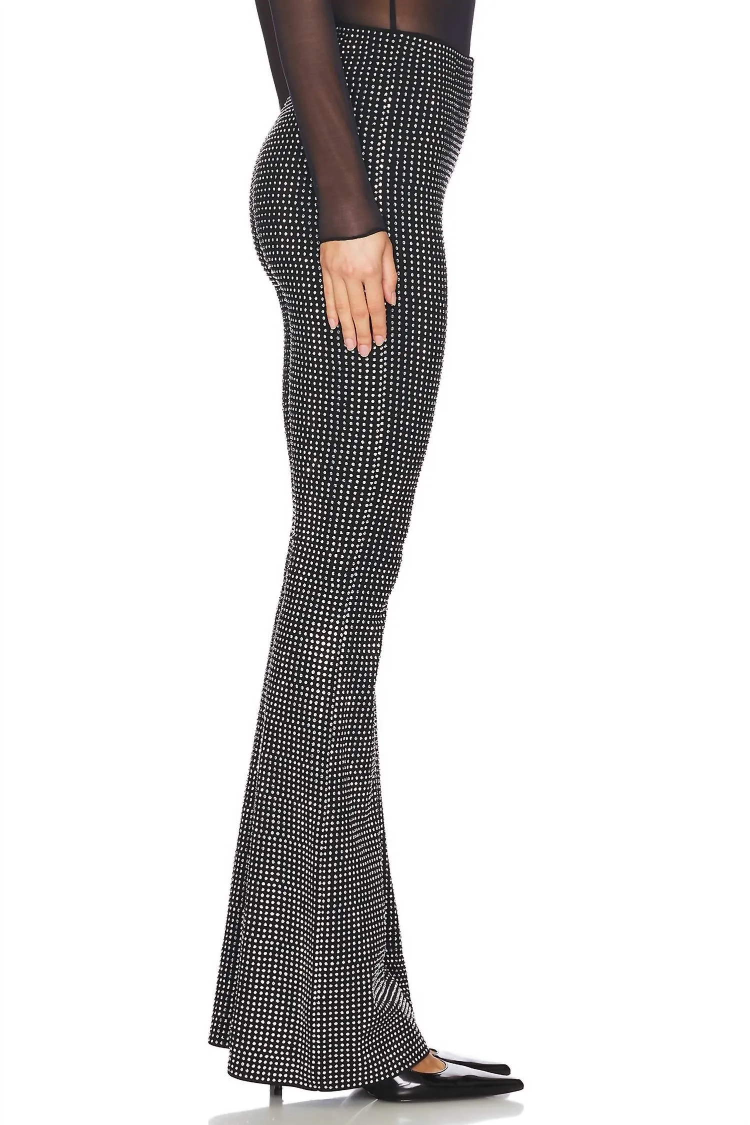Crystal Pull On Flare Leggings In Black