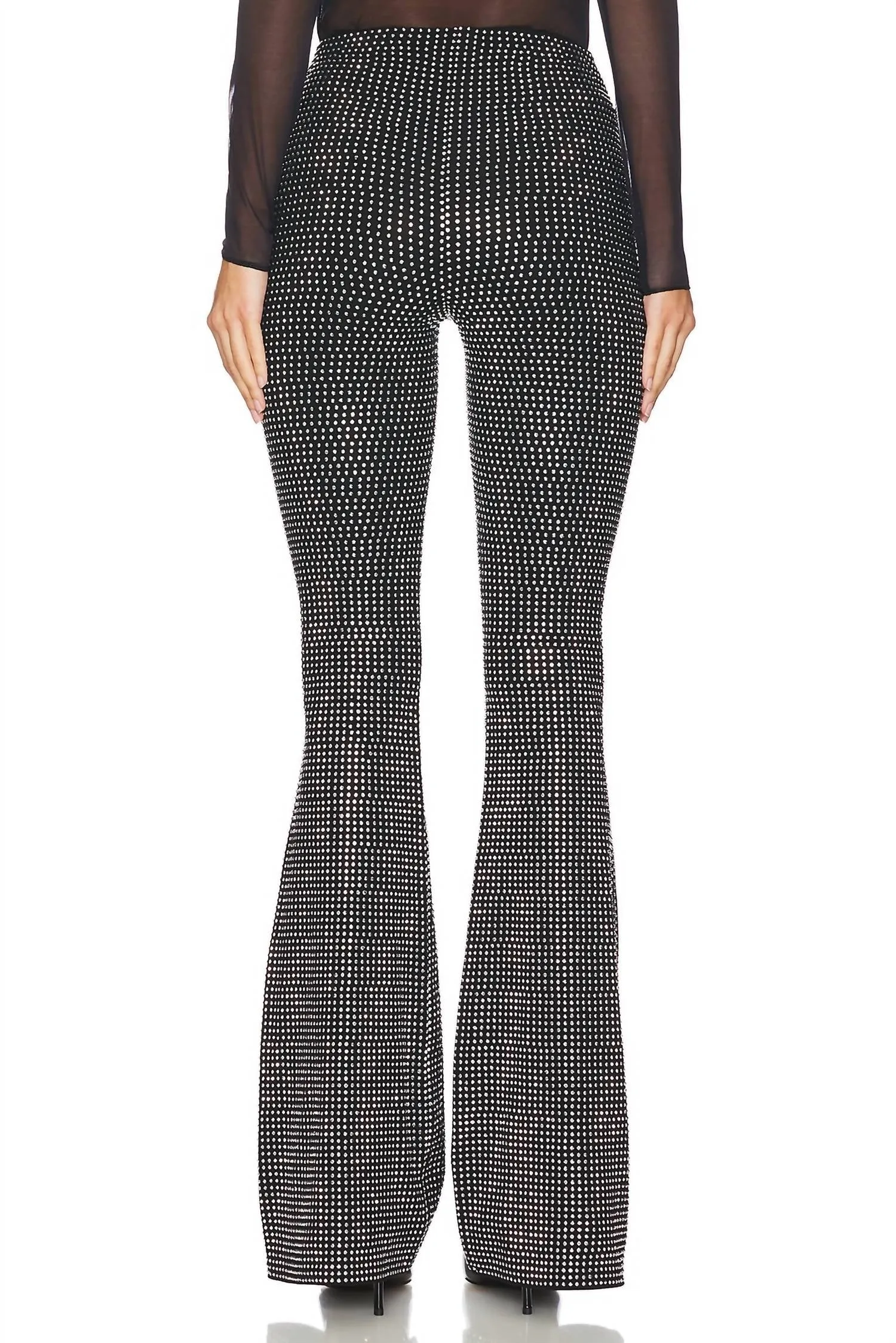 Crystal Pull On Flare Leggings In Black
