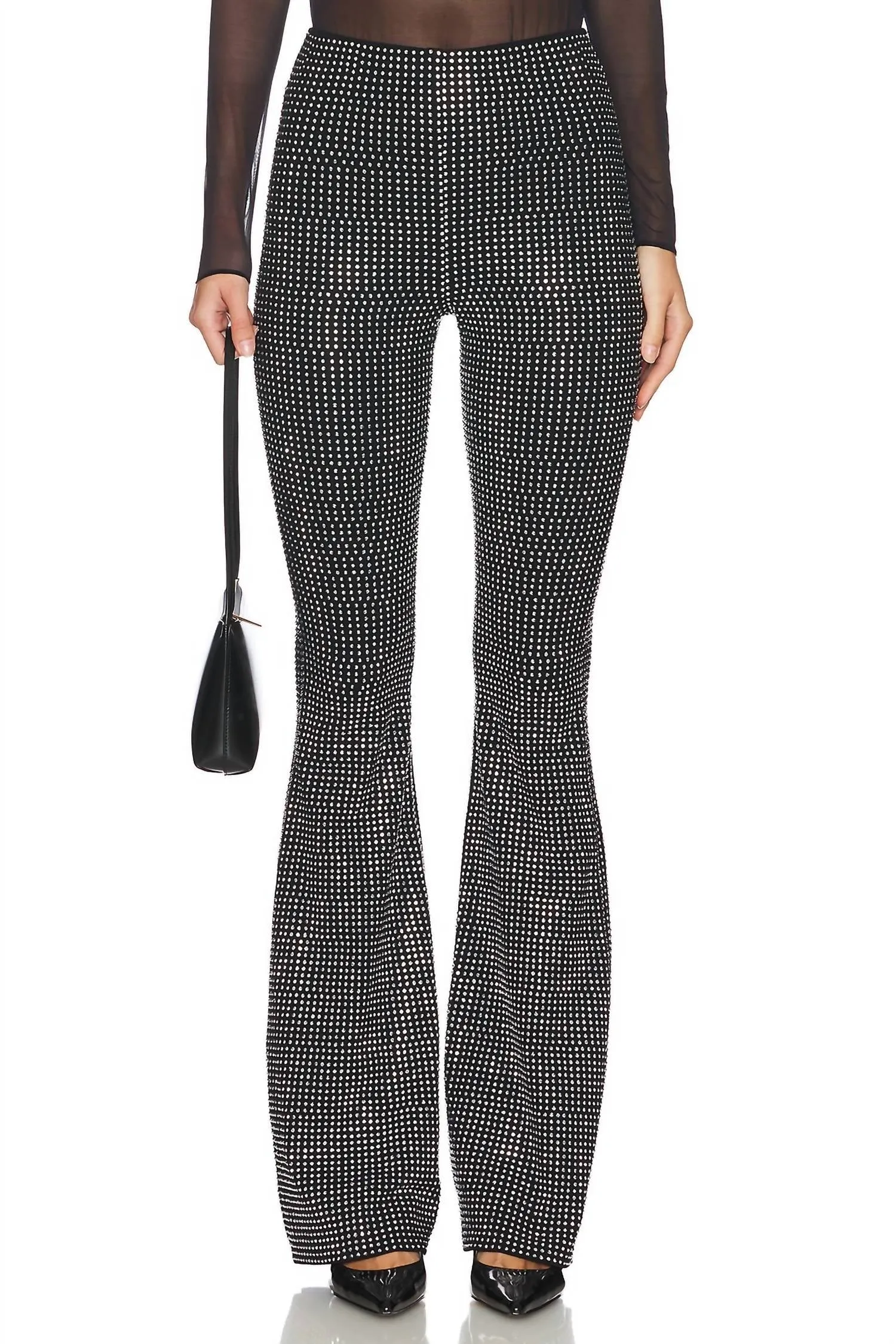 Crystal Pull On Flare Leggings In Black