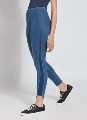 Denim Legging With Stripe In Mid Wash