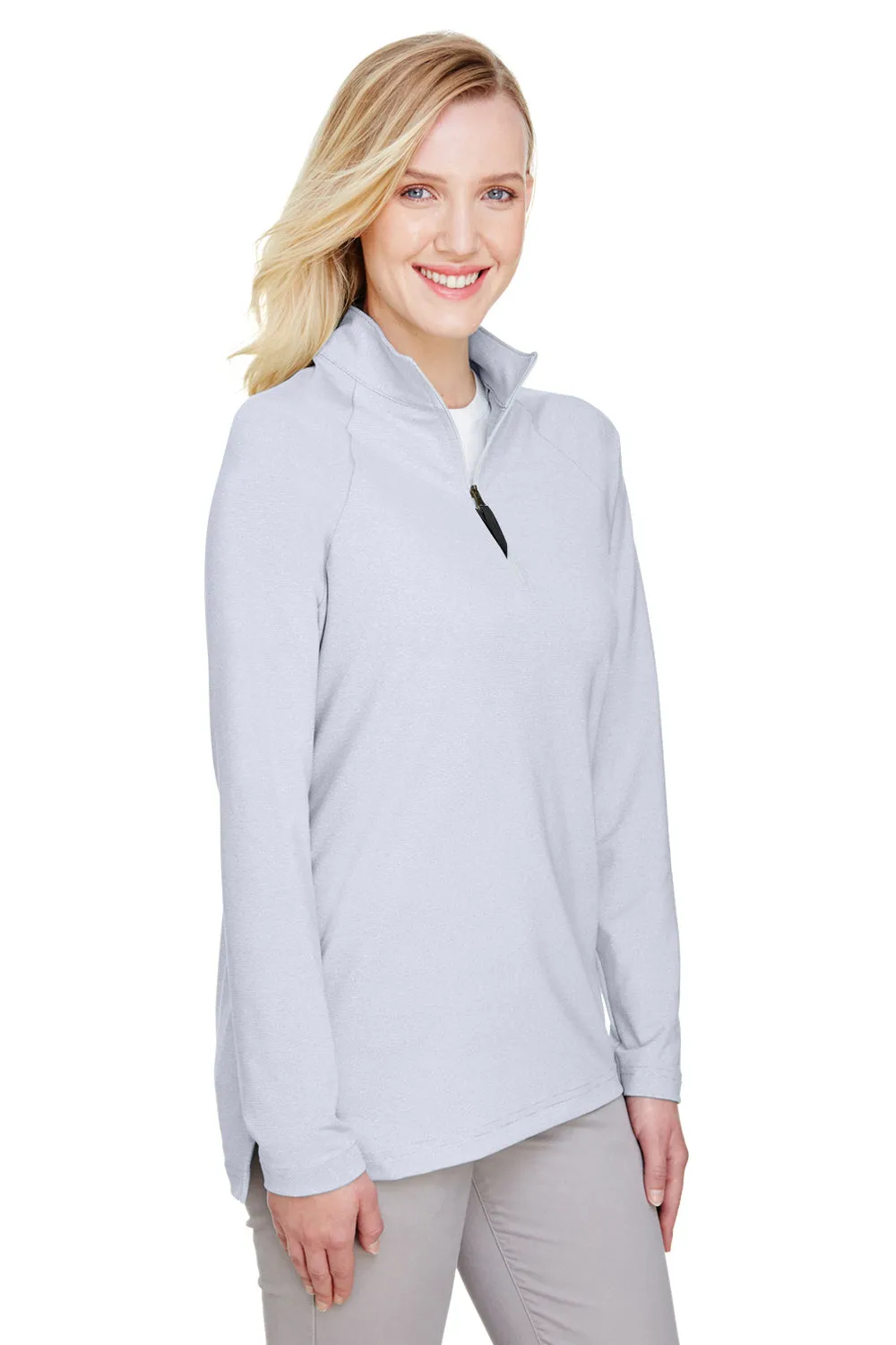 Devon & Jones Womens CrownLux Clubhouse Performance Moisture Wicking 1/4 Zip Sweatshirt - Navy Blue