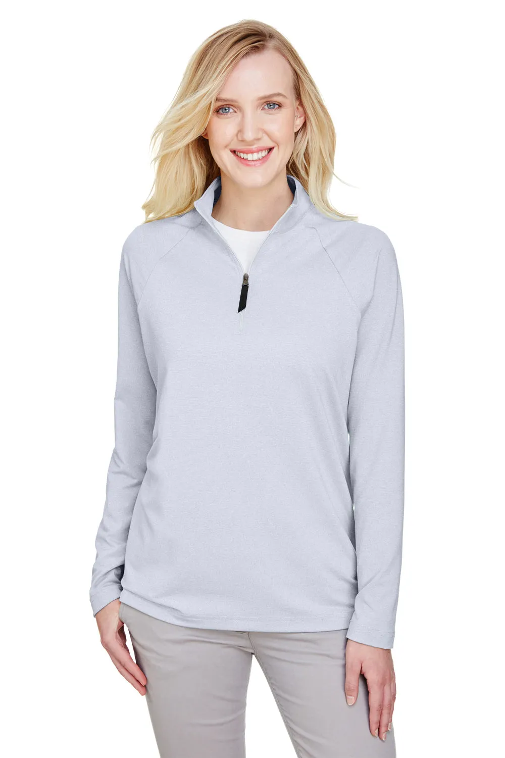Devon & Jones Womens CrownLux Clubhouse Performance Moisture Wicking 1/4 Zip Sweatshirt - Navy Blue