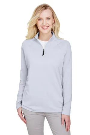 Devon & Jones Womens CrownLux Clubhouse Performance Moisture Wicking 1/4 Zip Sweatshirt - Navy Blue