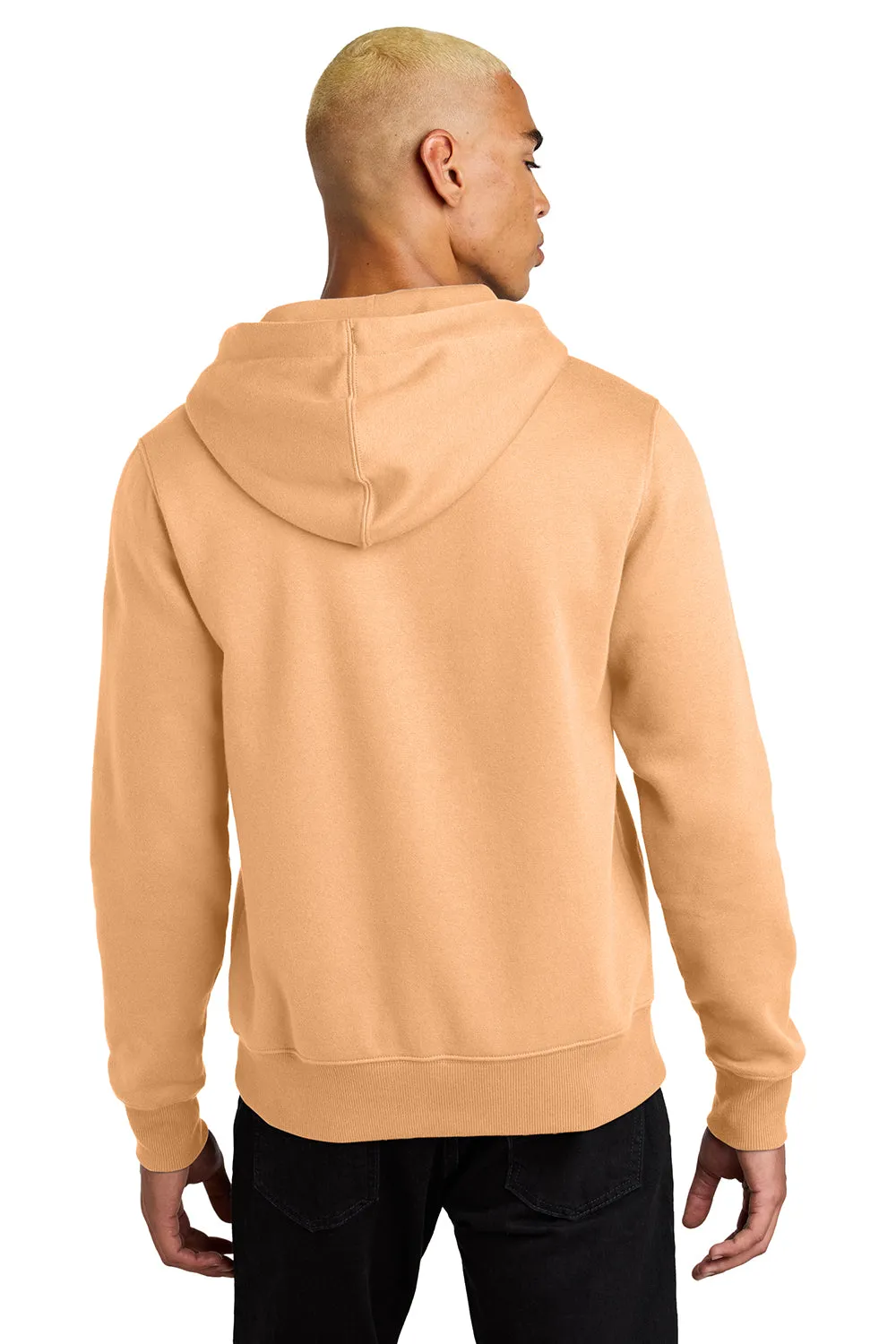 District Mens Perfect Weight Fleece Hooded Sweatshirt Hoodie w/ Pouch Pocket - Apricot Orange