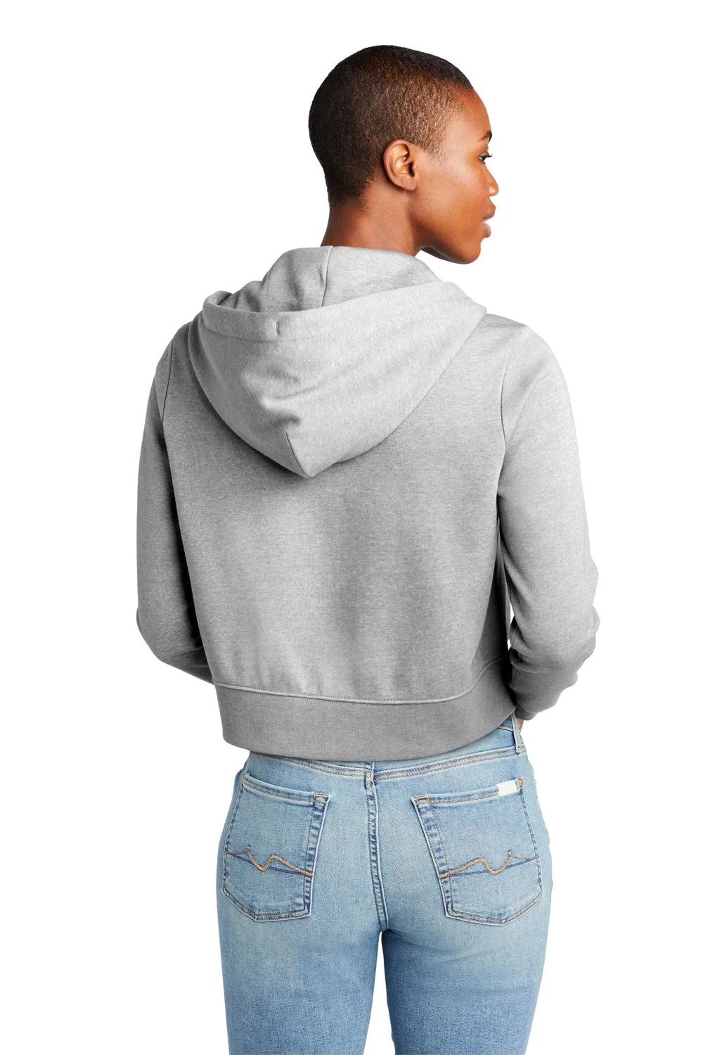 District Womens V.I.T. Fleece Full Zip Hooded Sweatshirt Hoodie w/ Pockets - Heather Light Grey