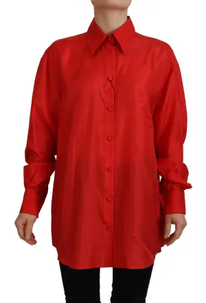 Dolce & Gabbana Elegant Silk Colla Long Sleeve Polo Women's Top