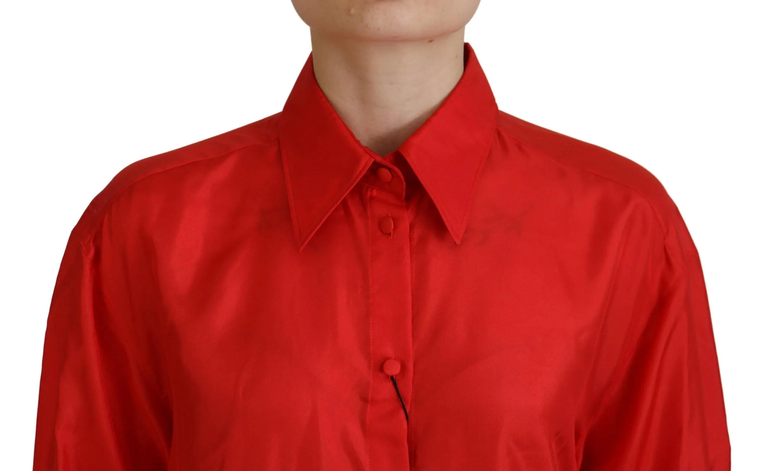 Dolce & Gabbana Elegant Silk Colla Long Sleeve Polo Women's Top