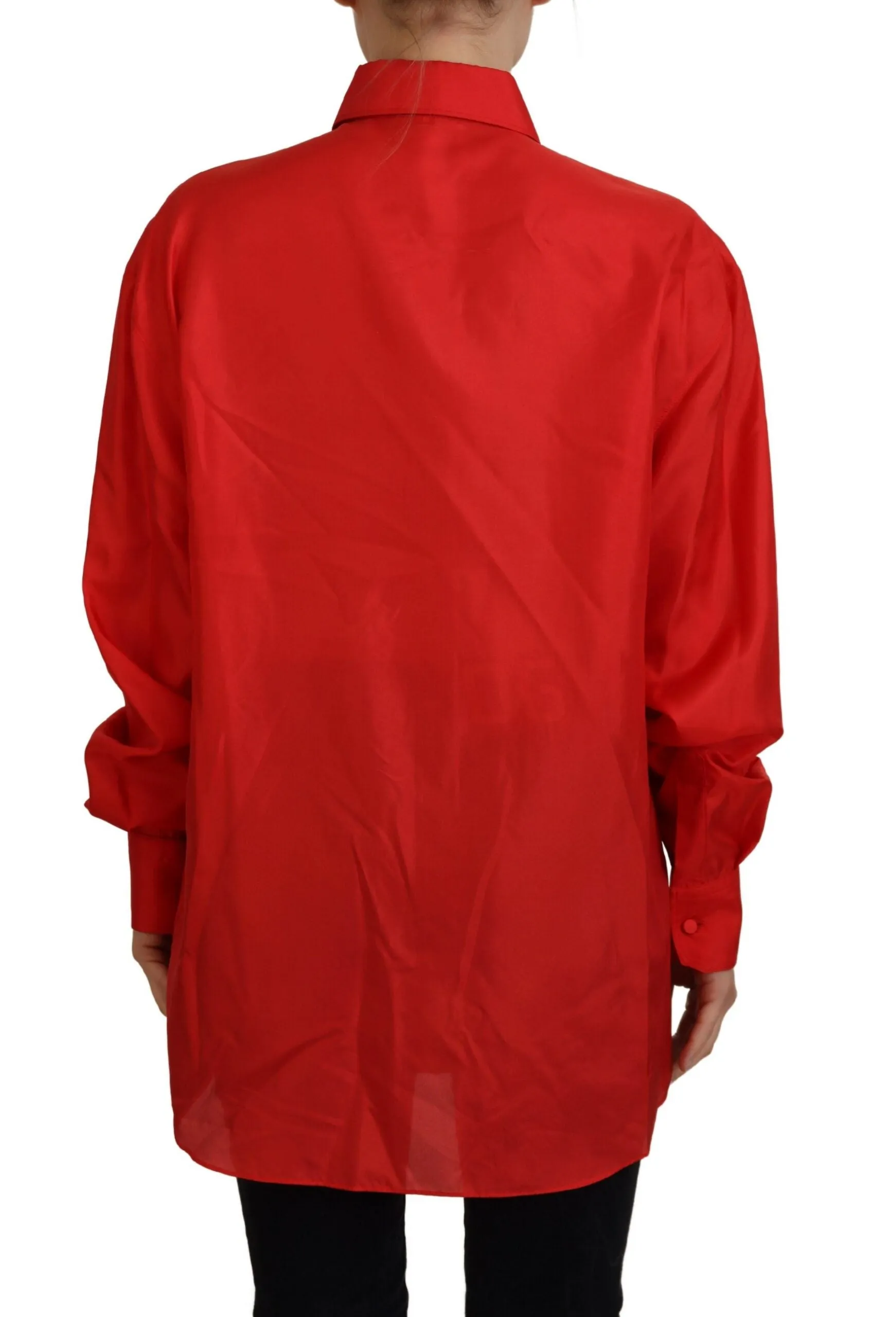 Dolce & Gabbana Elegant Silk Colla Long Sleeve Polo Women's Top