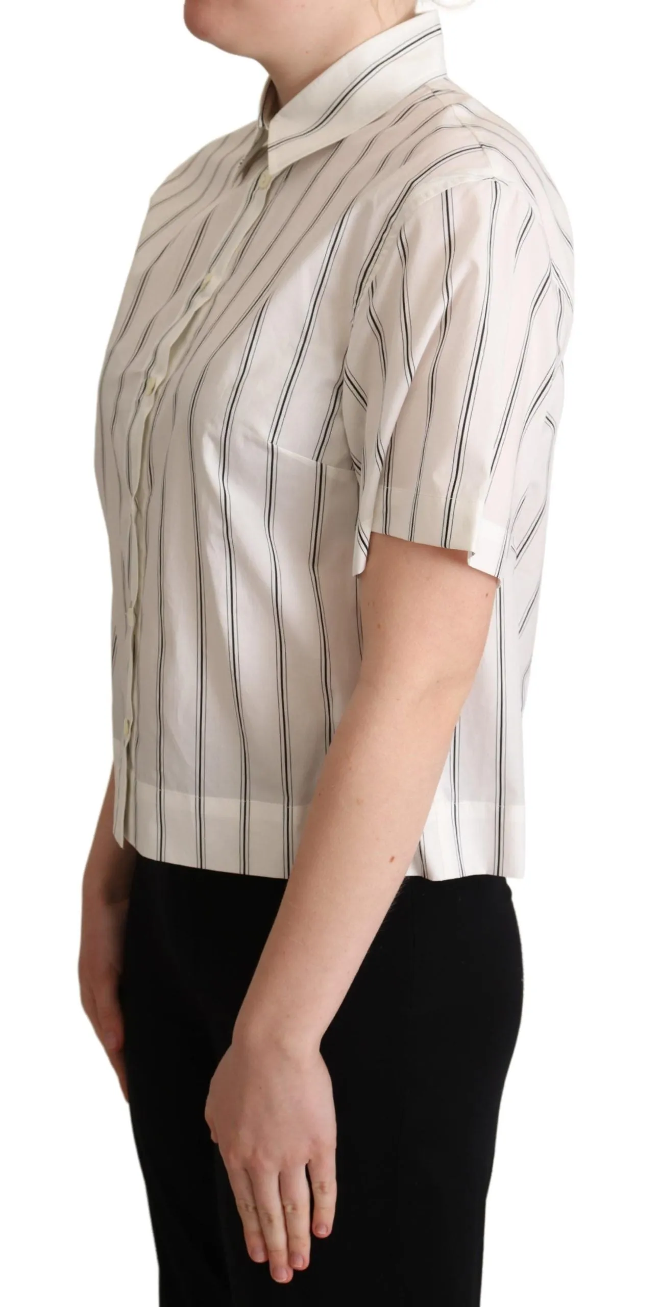 Dolce & Gabbana Elegant Striped Cotton Polo Women's Top