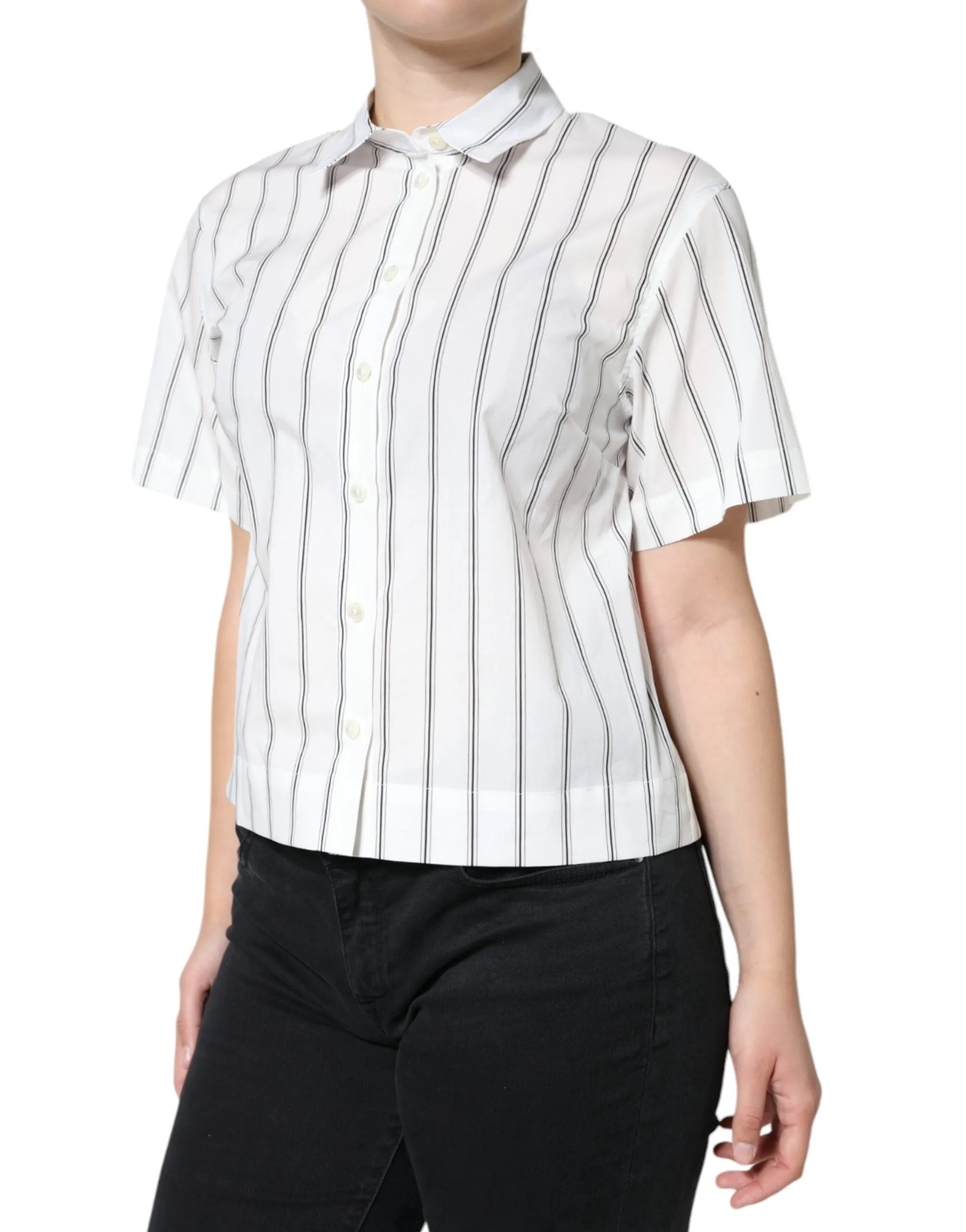 Dolce & Gabbana Striped Colla Short Sleeve Polo Women's Top