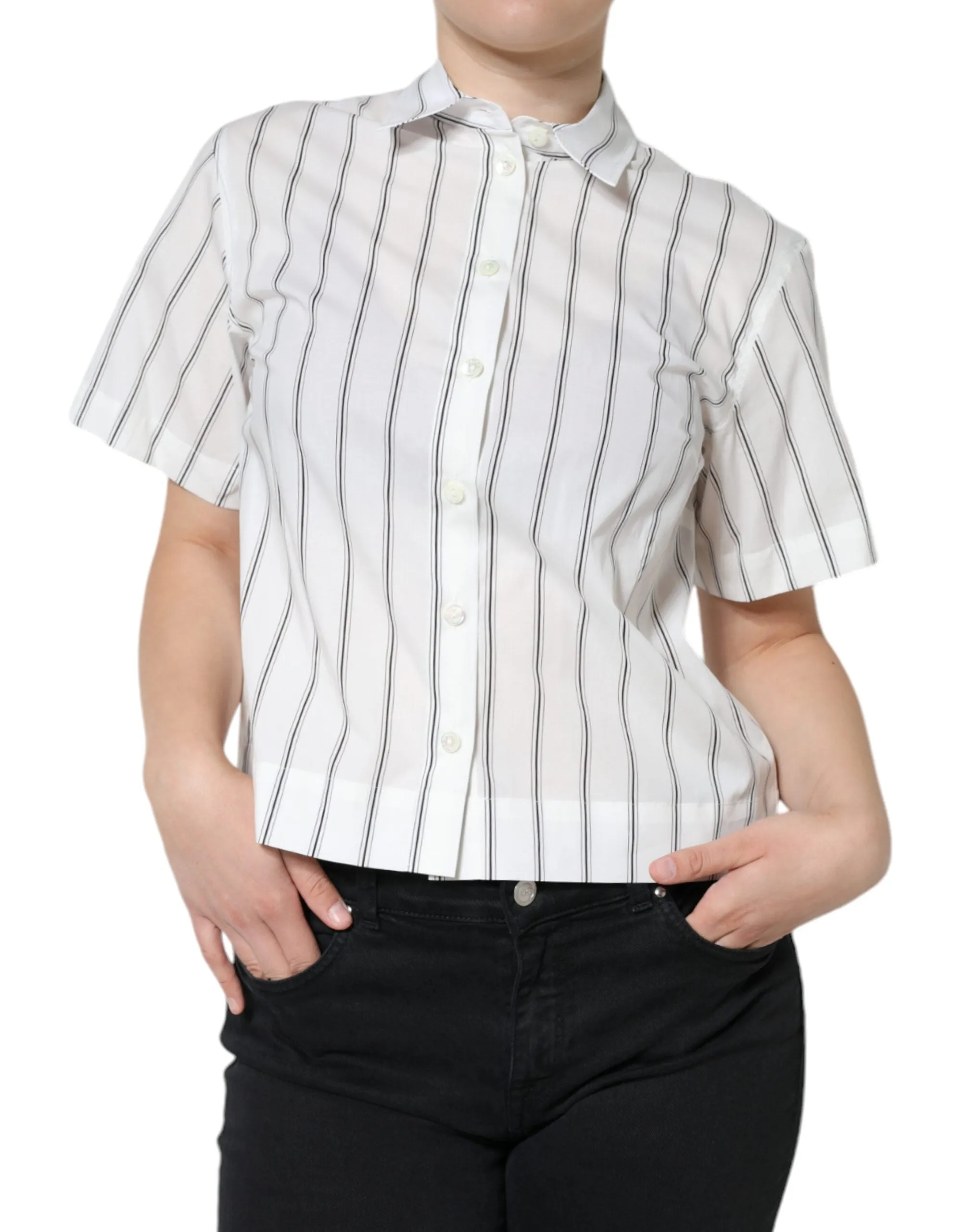 Dolce & Gabbana Striped Colla Short Sleeve Polo Women's Top