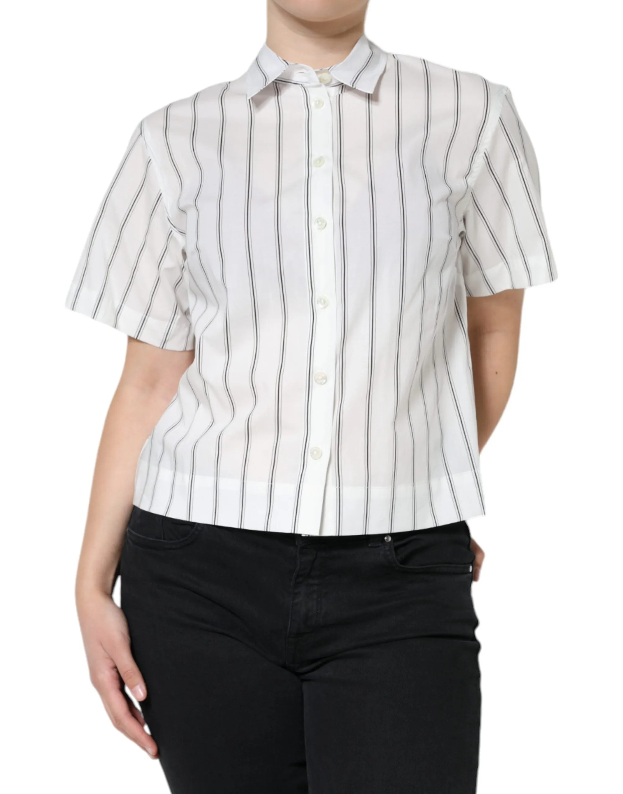 Dolce & Gabbana Striped Colla Short Sleeve Polo Women's Top