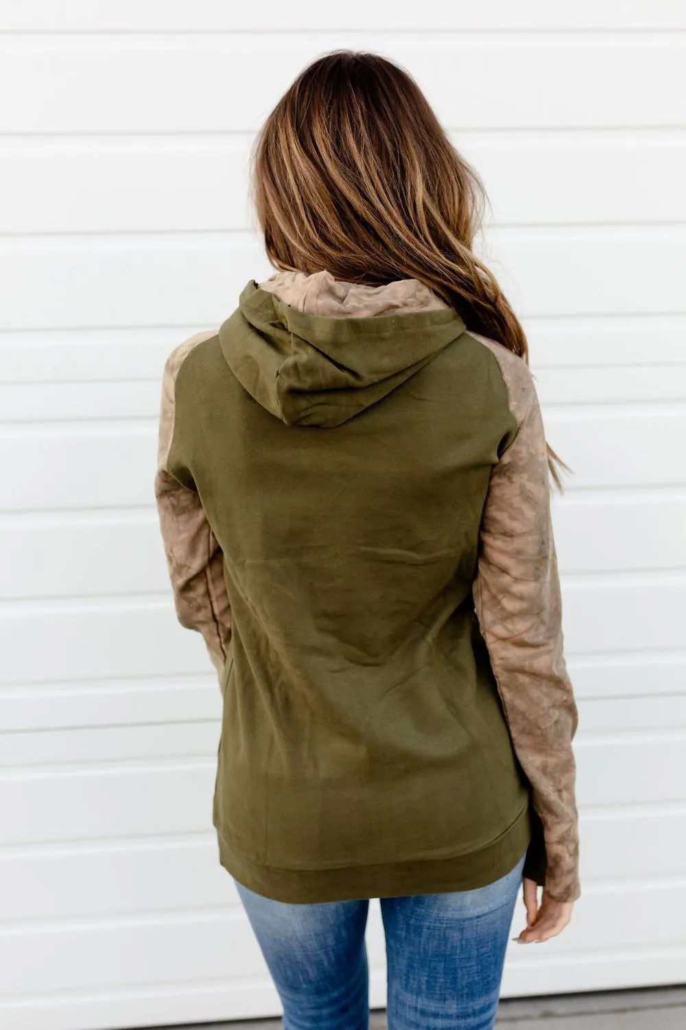 Doublehood Sweatshirt In Olive Tie Dye