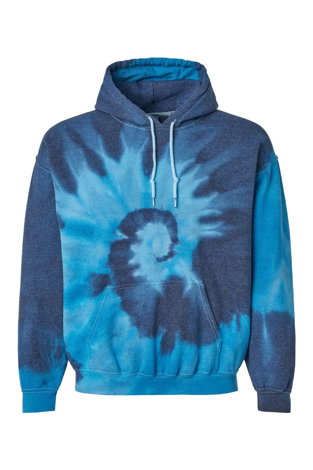 Dyenomite Mens Blended Tie Dyed Hooded Sweatshirt Hoodie w/ Pouch Pocket - Blue Tide