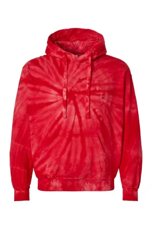 Dyenomite Mens Cyclone Tie Dyed Hooded Sweatshirt Hoodie w/ Pouch Pocket - Red