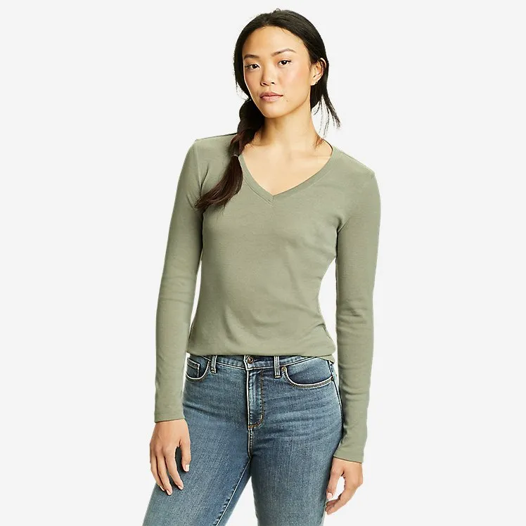 Eddie Bauer Women's Favorite Long-Sleeve V-Neck T-Shirt - Sage Eddie Bauer