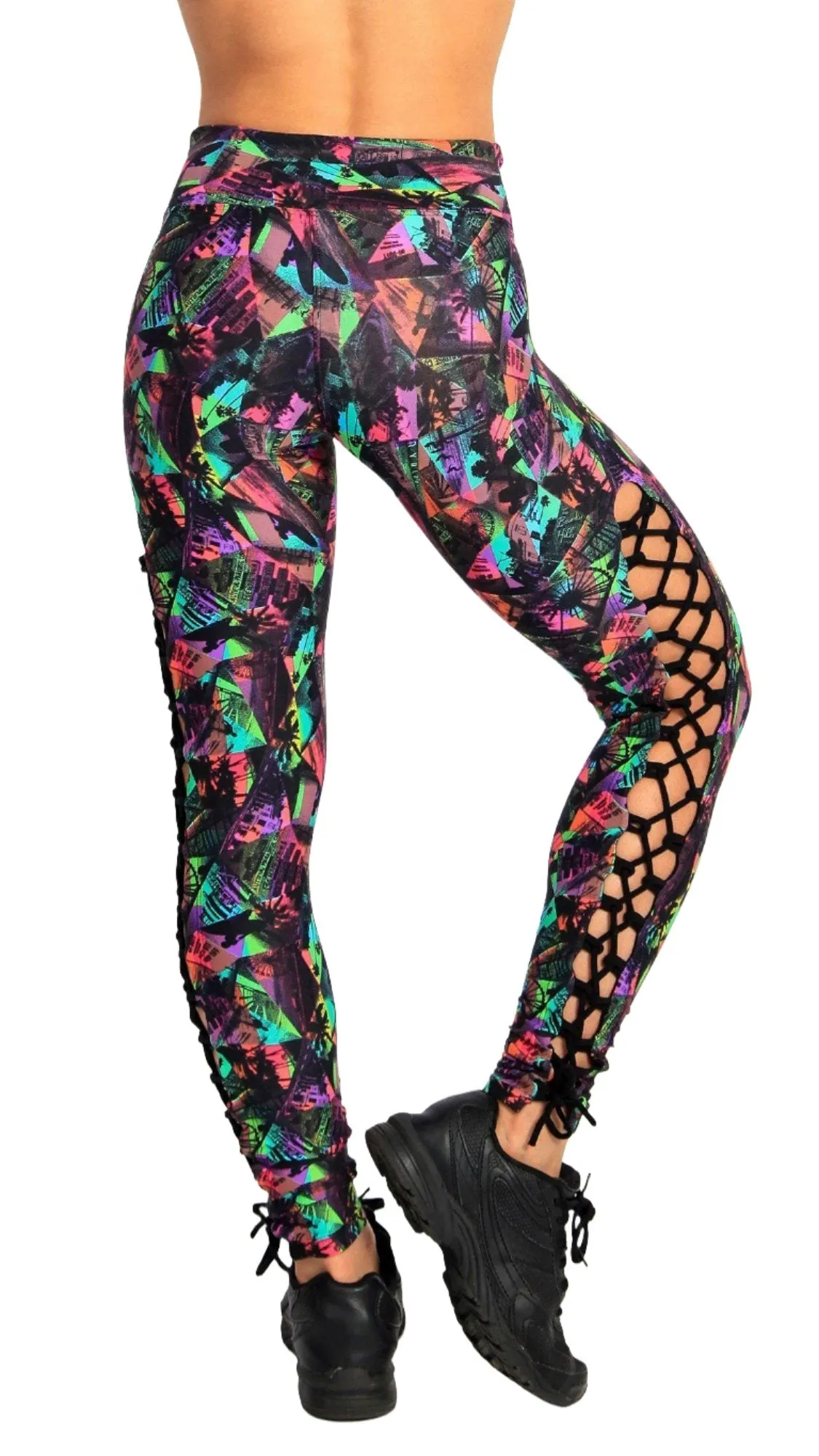 Equilibrium Activewear Printed Lace Up Legging L763 Santa Monica