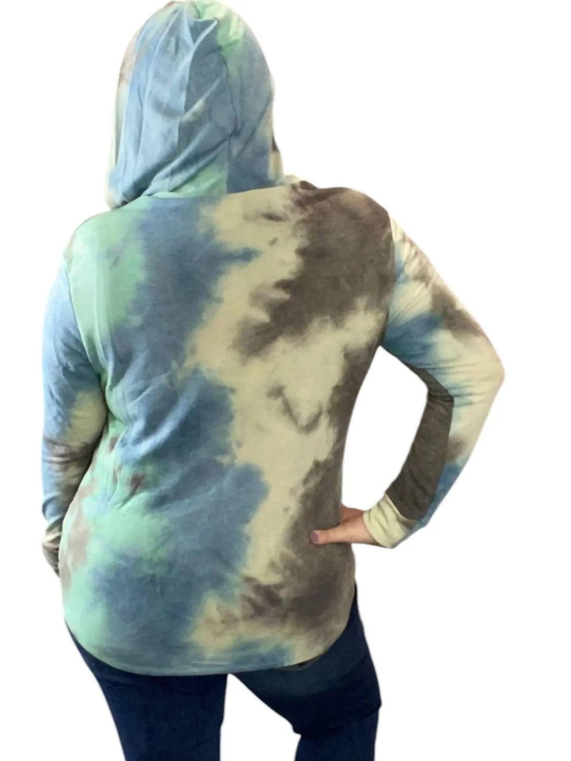 Fall Tie Dye Hoodie In Teal