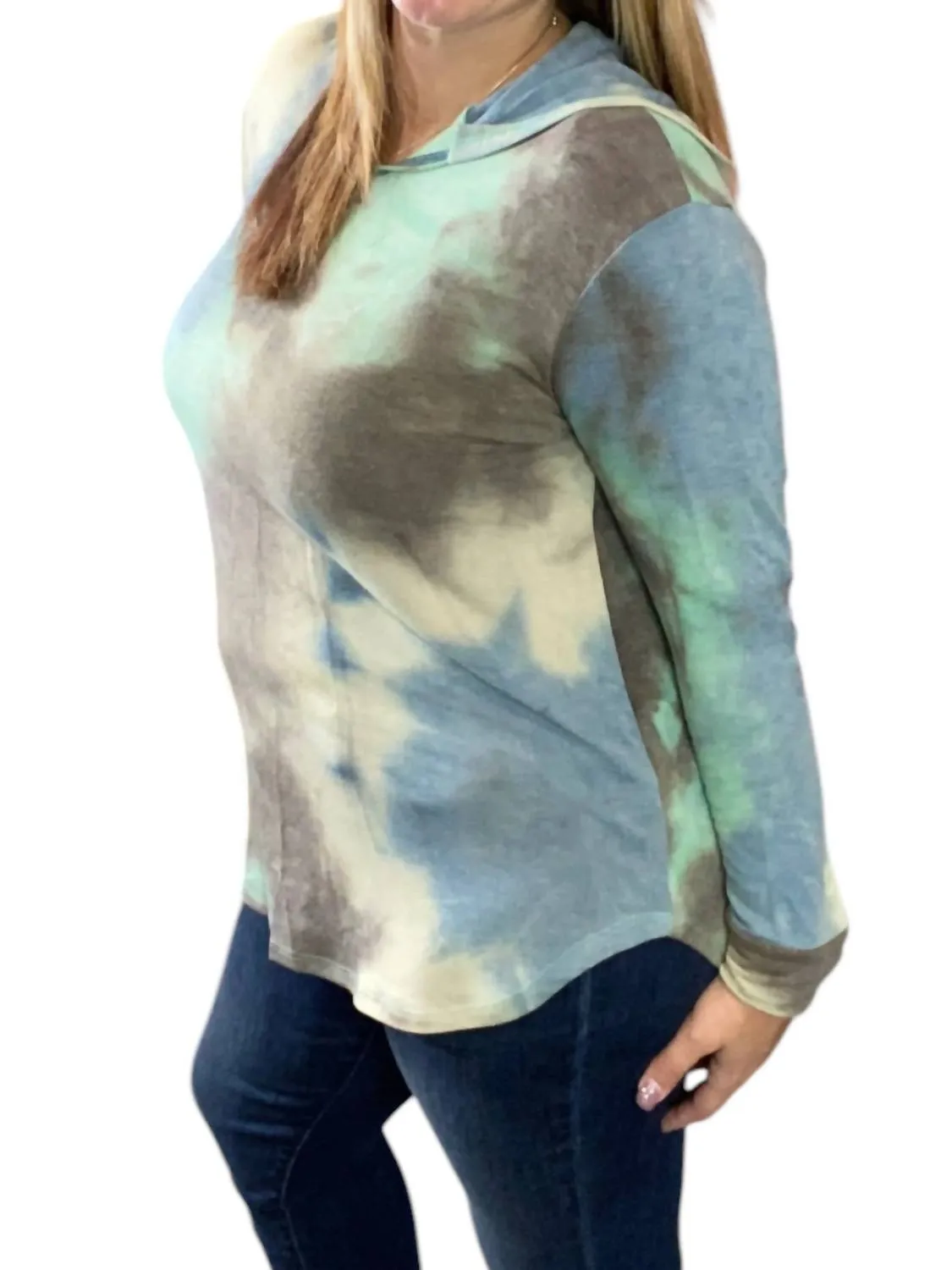Fall Tie Dye Hoodie In Teal