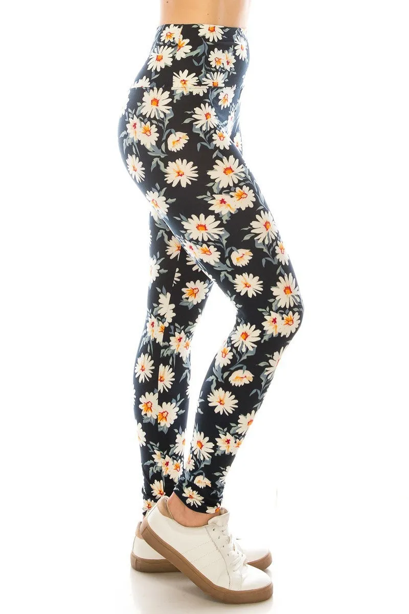 FASHNZFAB Long Yoga Style Banded Lined Multi Printed Knit Legging With High Waist