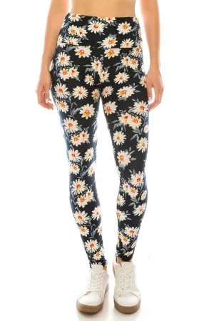 FASHNZFAB Long Yoga Style Banded Lined Multi Printed Knit Legging With High Waist