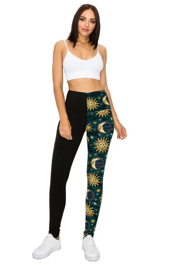 FASHNZFAB Spliced 5-inch Long Yoga Style Banded Lined Knit Legging With High Waist