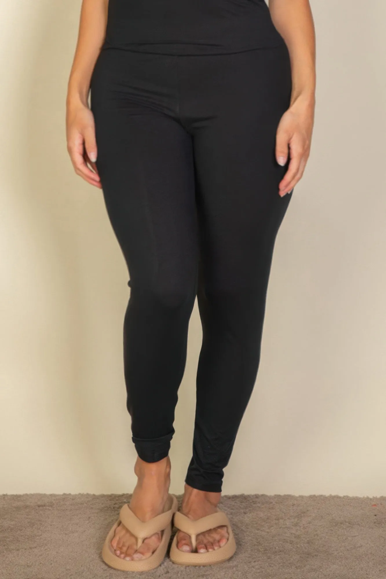 FASHNZFAB Women's Plus Basic Solid Leggings