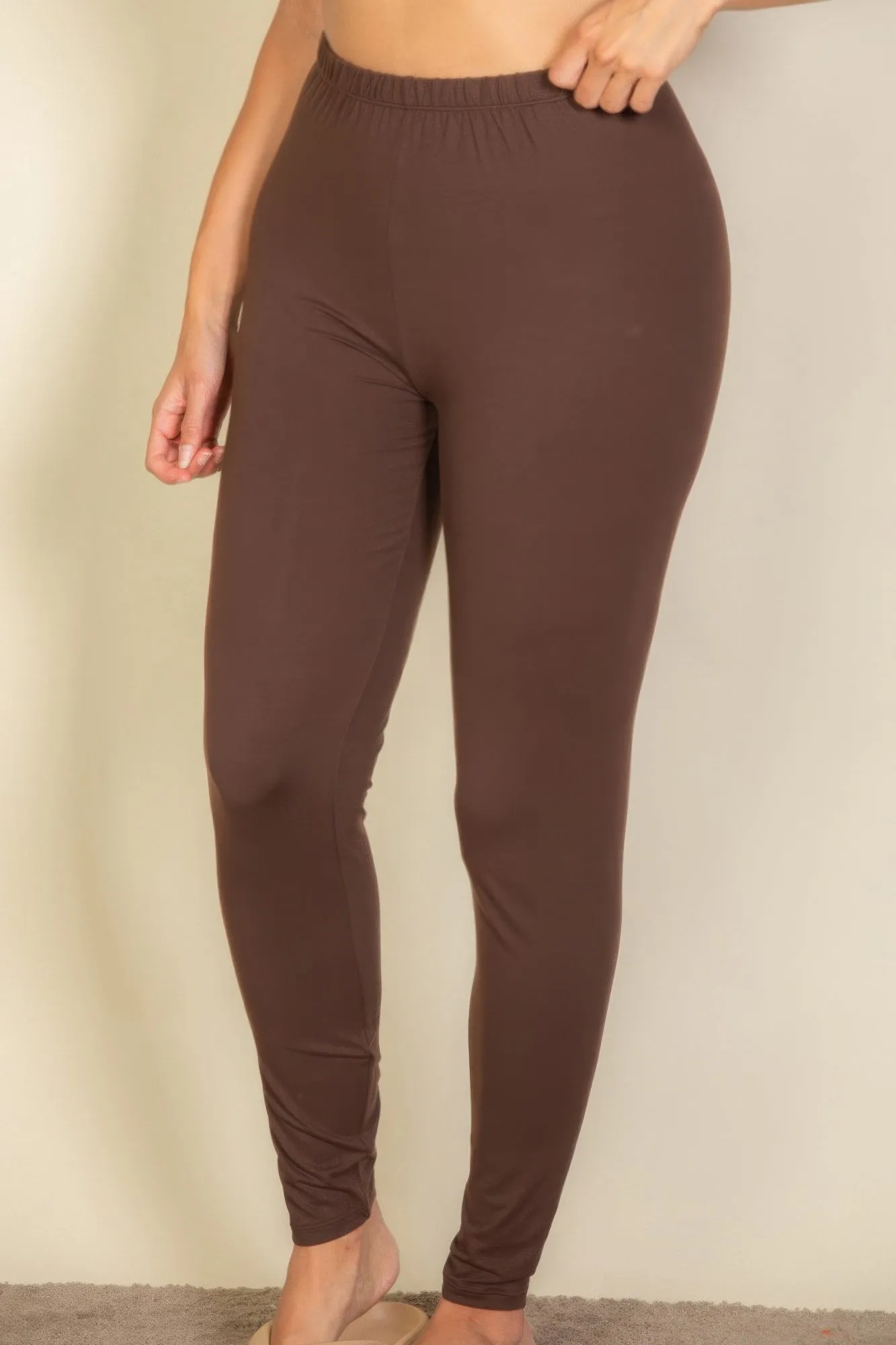 FASHNZFAB Women's Plus Basic Solid Leggings