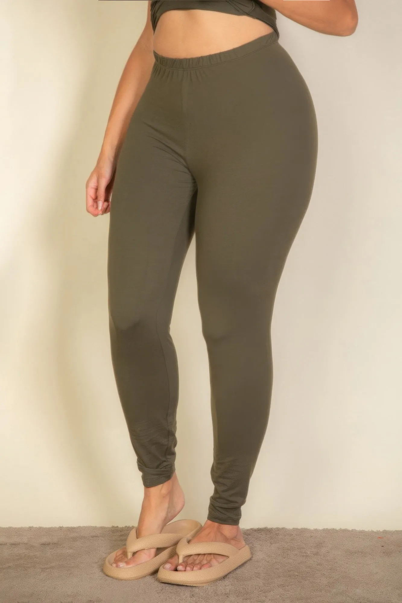 FASHNZFAB Women's Plus Basic Solid Leggings