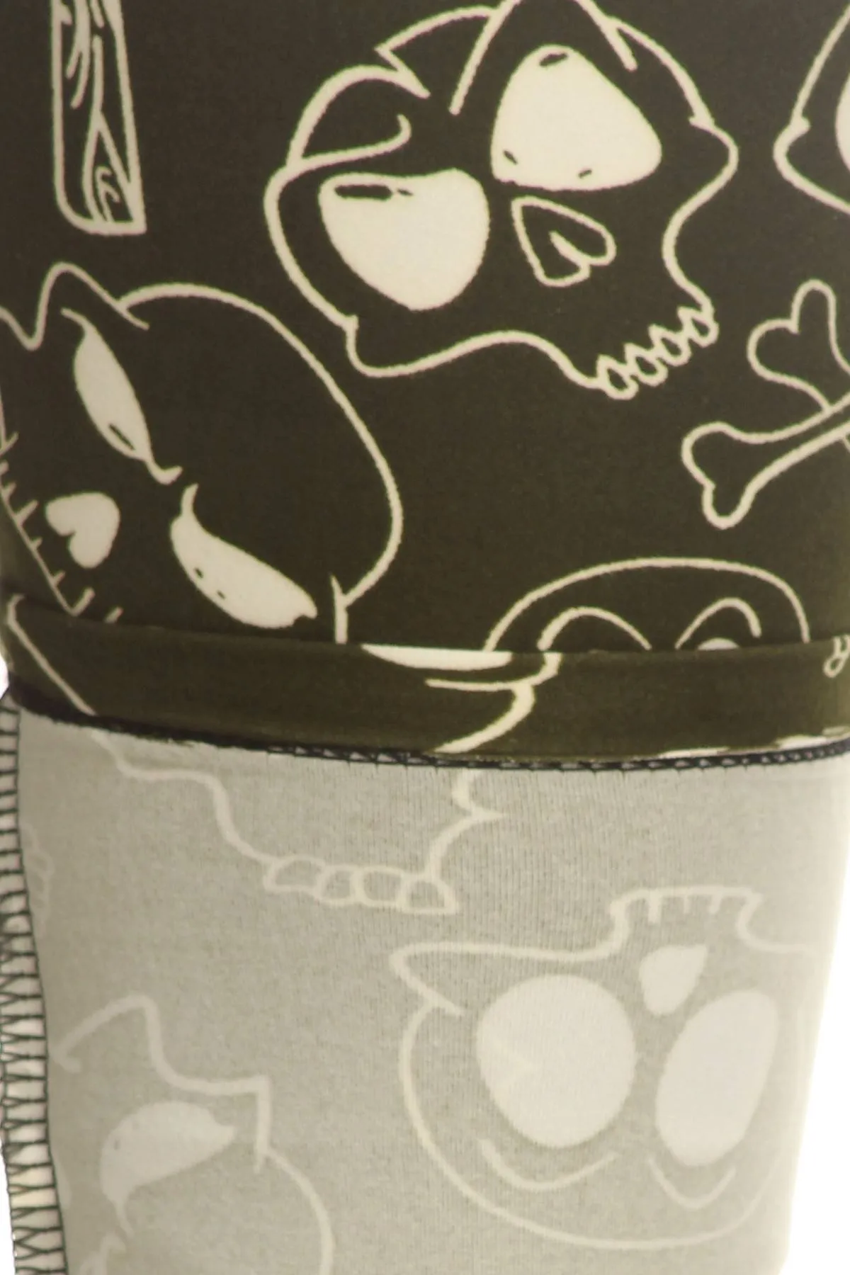 FASHNZFAB Women's Skulls And Bones Graphic Printed Knit Legging With Elastic Waist Detail. High Waist Fit.