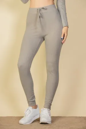 FASHNZFAB Women's Tie-Front Ribbed Lounge Leggings