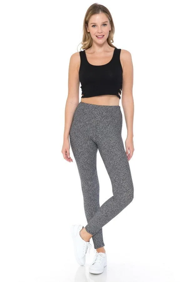 FASHNZFAB Yoga Style Banded Lined Multi Printed Knit Legging With High Waist