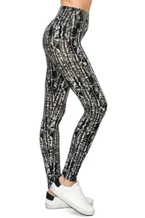 FASHNZFAB Yoga Style Banded Lined Tie Dye Printed Knit Legging With High Waist.