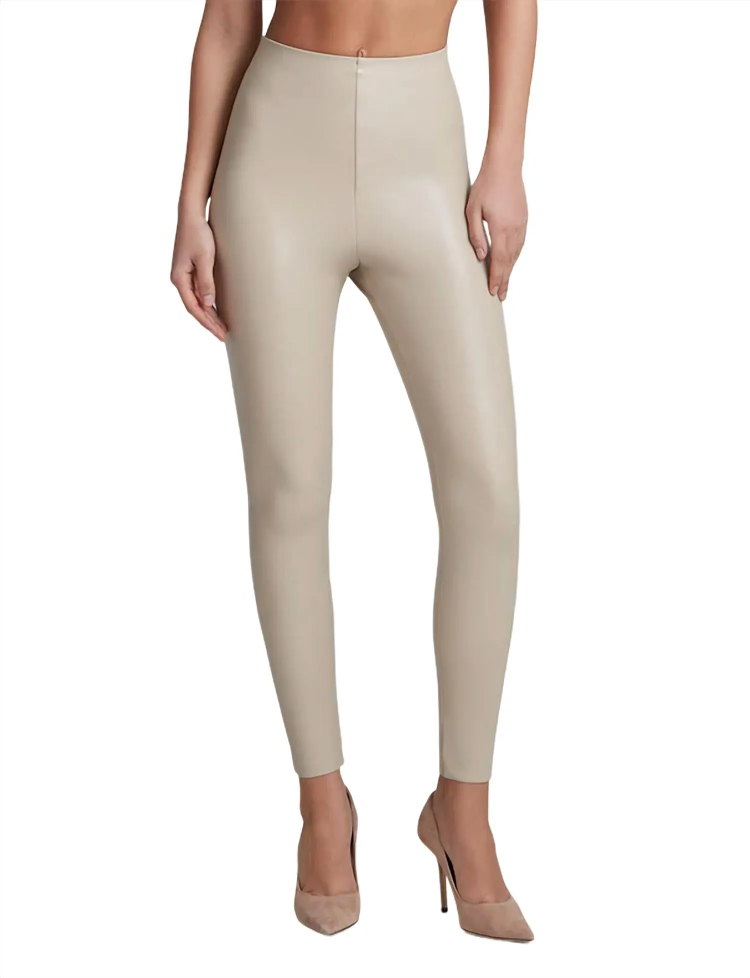 Faux Leather Legging In Sand