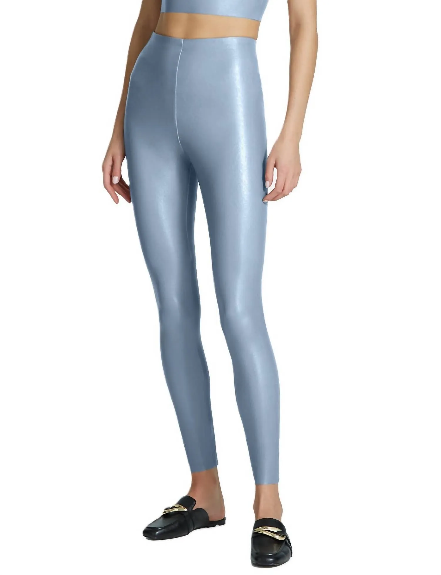Faux Leather Legging In Vintage Blue