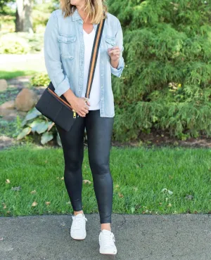 Faux Leather Leggings In Black