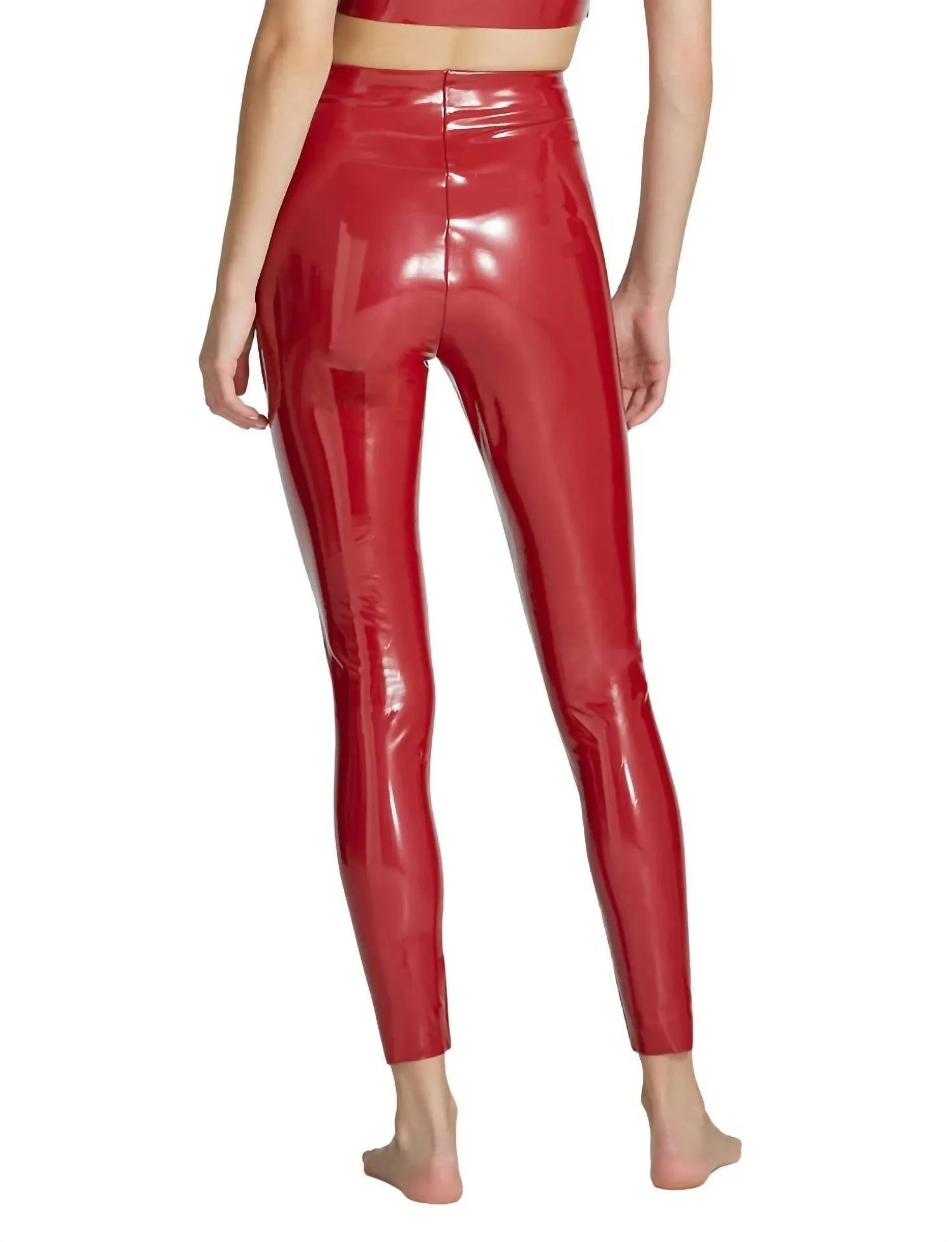 Faux Patent Leather Legging In Lava